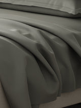 Emblem 100% Cotton 300 TC Grey Solid King Dyed Bedsheet with 4 Pillow Covers