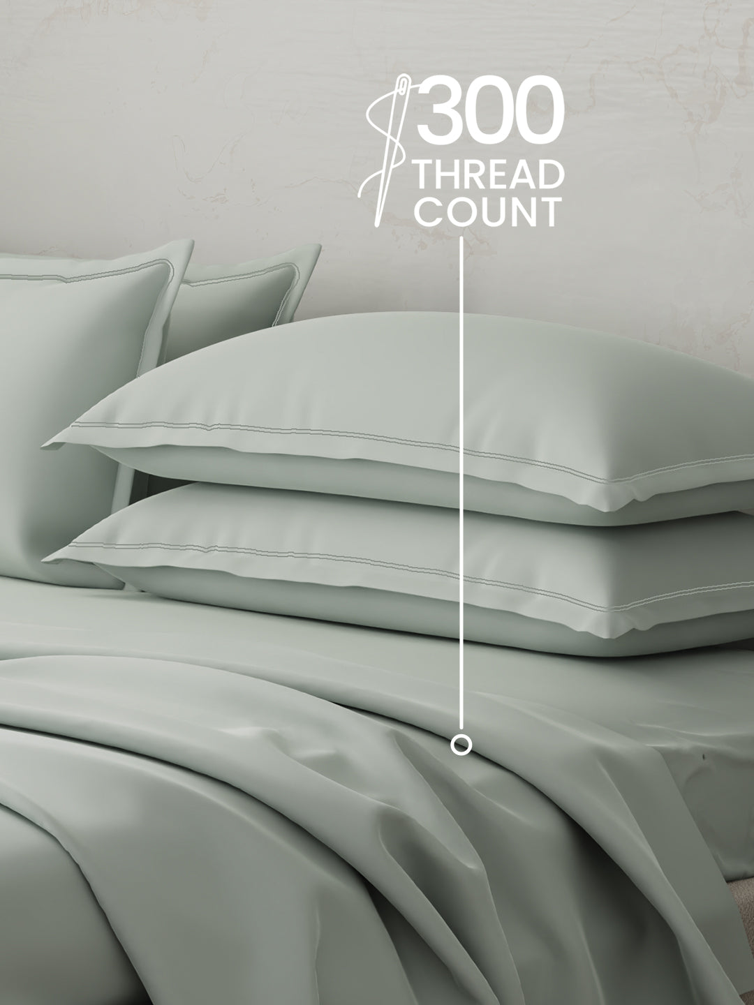 Emblem 100% Cotton 300 TC Grey Solid King Dyed Bedsheet with 4 Pillow Covers