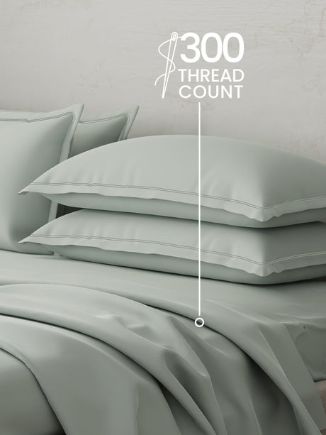 Emblem 100% Cotton 300 TC Grey Solid King Dyed Bedsheet with 4 Pillow Covers
