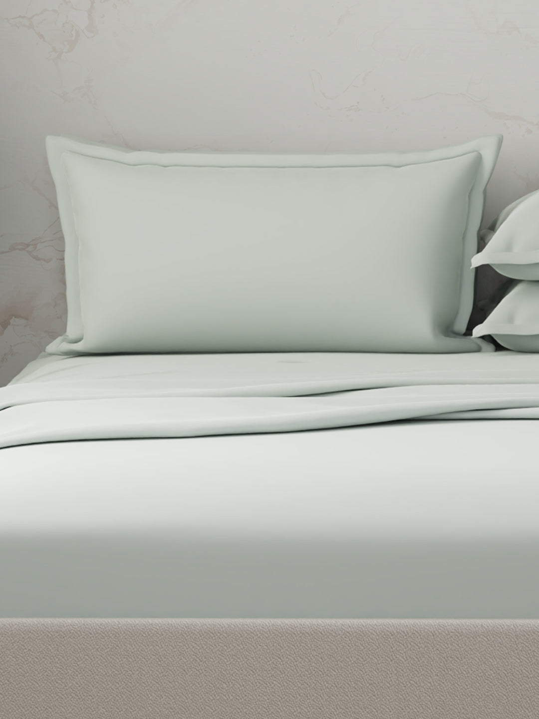 Emblem 100% Cotton 300 TC Grey Solid King Dyed Bedsheet with 4 Pillow Covers