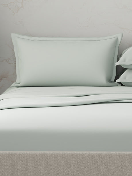 Emblem 100% Cotton 300 TC Grey Solid King Dyed Bedsheet with 4 Pillow Covers