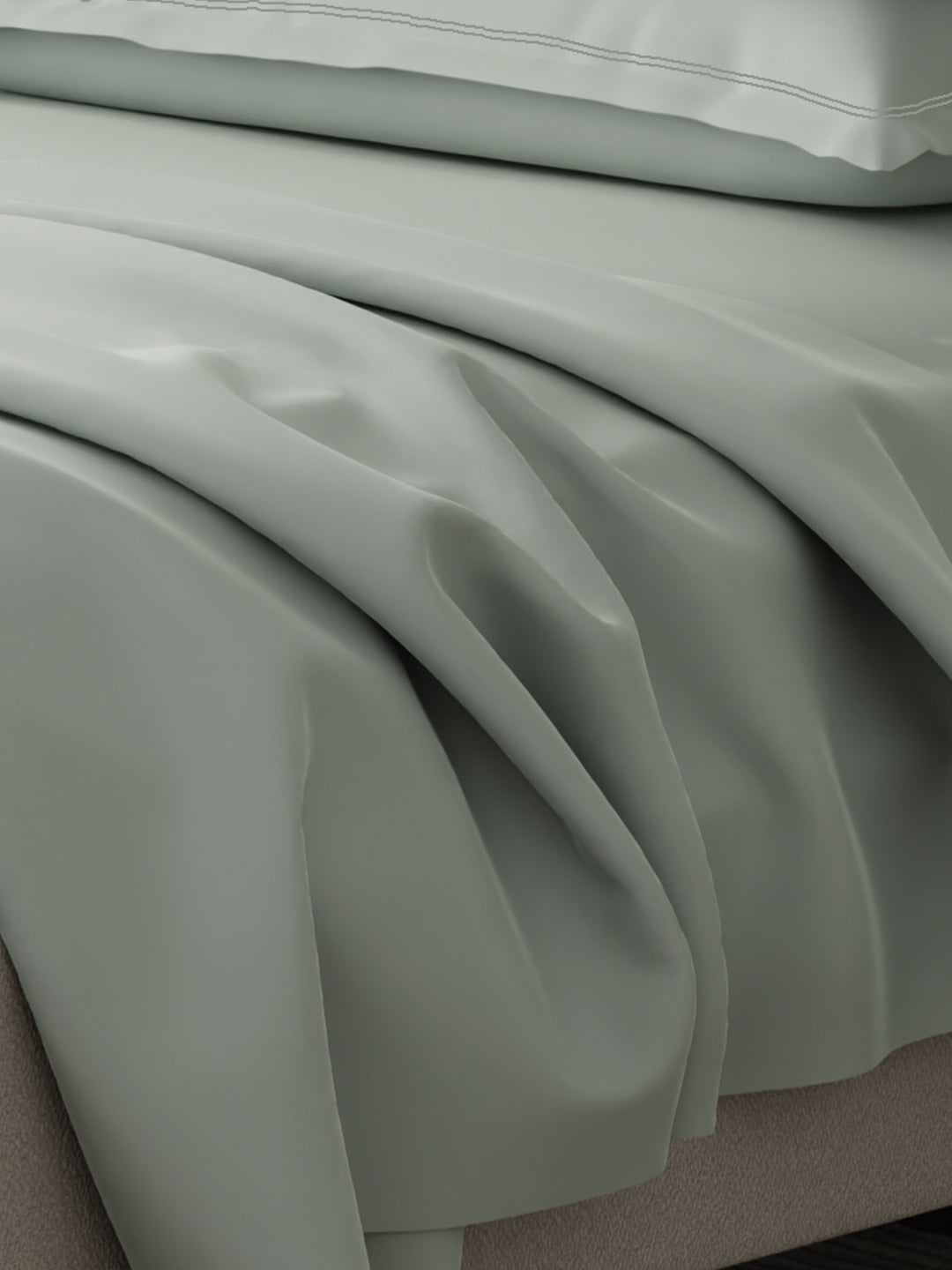 Emblem 100% Cotton 300 TC Grey Solid King Dyed Bedsheet with 4 Pillow Covers