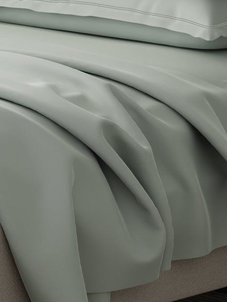 Emblem 100% Cotton 300 TC Grey Solid King Dyed Bedsheet with 4 Pillow Covers