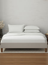 Emblem 100% Cotton 300 TC White Solid King Dyed Bedsheet with 4 Pillow Covers