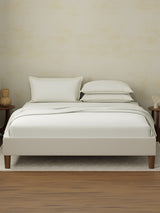Cotton Charm 400 TC 100% Cotton White King Size Dyed Bedsheet with 4 Pillow Covers