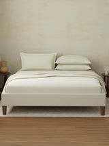 Cotton Charm 400 TC 100% Cotton Grey King Size Dyed Bedsheet with 4 Pillow Covers