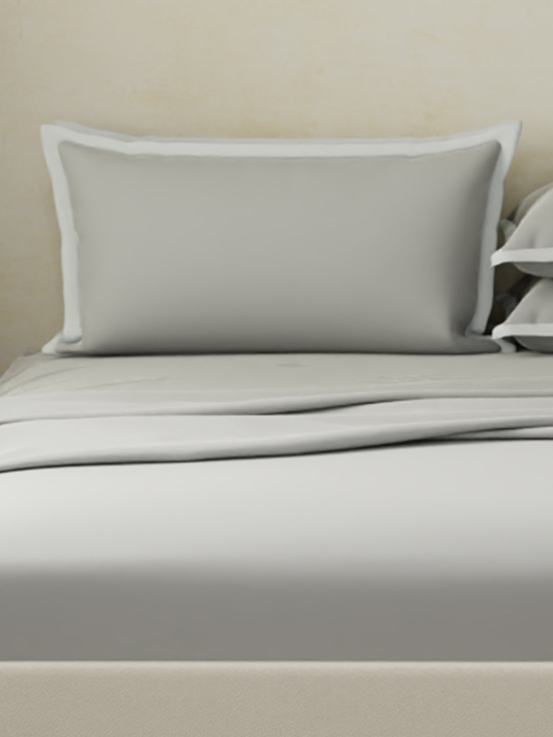 Cotton Charm 400 TC 100% Cotton Grey King Size Dyed Bedsheet with 4 Pillow Covers