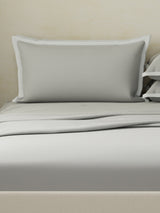 Cotton Charm 400 TC 100% Cotton Grey King Size Dyed Bedsheet with 4 Pillow Covers