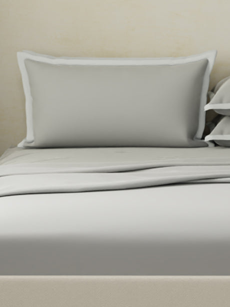 Cotton Charm 400 TC 100% Cotton Grey King Size Dyed Bedsheet with 4 Pillow Covers