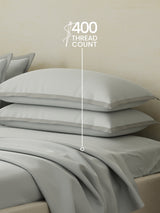 Cotton Charm 400 TC 100% Cotton Blue King Size Dyed Bedsheet with 4 Pillow Covers