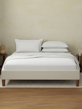 Cotton Charm 400 TC 100% Cotton White King Size Dyed Bedsheet with 4 Pillow Covers