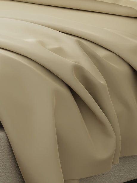 Cotton Charm 400 TC 100% Cotton Cream King Size Dyed Bedsheet with 4 Pillow Covers