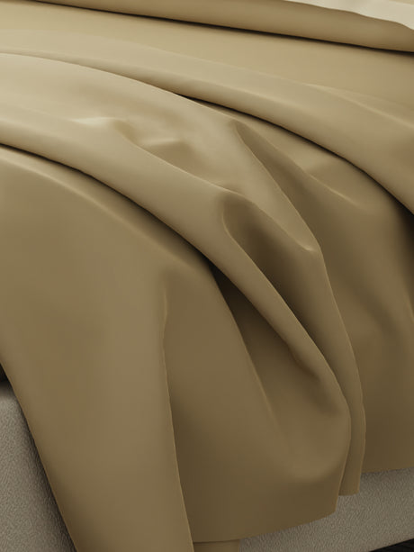Cotton Charm 400 TC 100% Cotton Beige King Size Dyed Bedsheet with 4 Pillow Covers