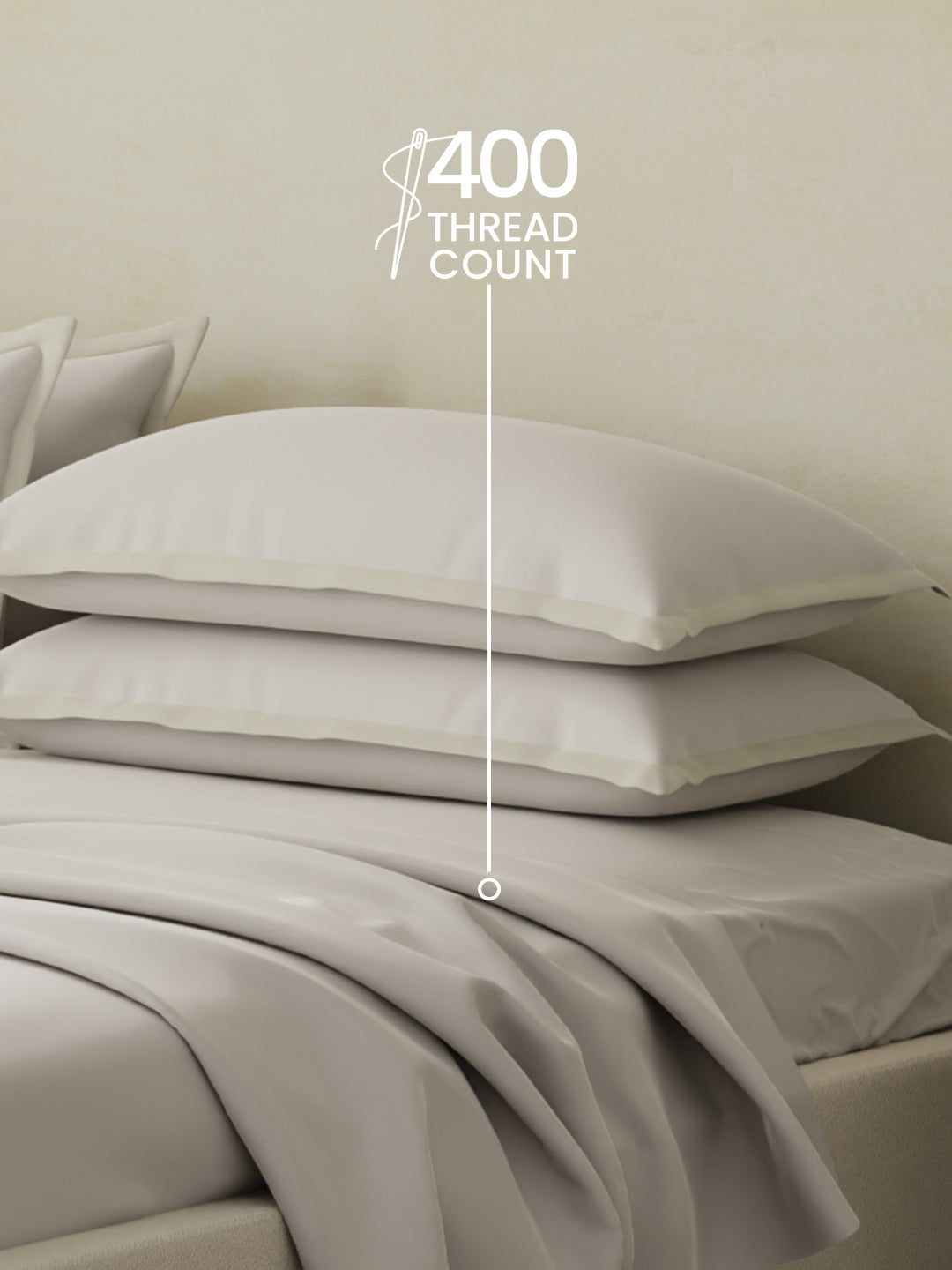 Cotton Charm 400 TC 100% Cotton Grey King Size Dyed Bedsheet with 4 Pillow Covers