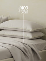 Cotton Charm 400 TC 100% Cotton Grey King Size Dyed Bedsheet with 4 Pillow Covers