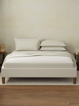 Cotton Charm 400 TC 100% Cotton Cream King Size Dyed Bedsheet with 4 Pillow Covers