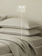 Cotton Charm 400 TC 100% Cotton Cream King Size Dyed Bedsheet with 4 Pillow Covers