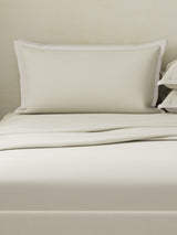 Cotton Charm 400 TC 100% Cotton Cream King Size Dyed Bedsheet with 4 Pillow Covers