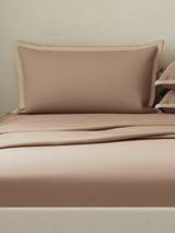 Cotton Charm 400 TC 100% Cotton Brown King Size Dyed Bedsheet with 4 Pillow Covers
