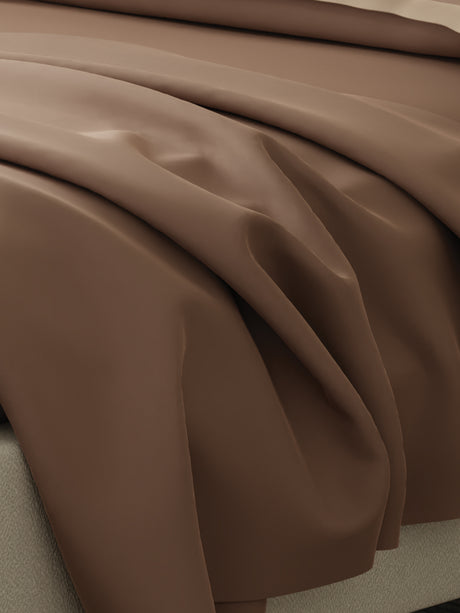 Cotton Charm 400 TC 100% Cotton Brown King Size Dyed Bedsheet with 4 Pillow Covers