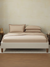 Cotton Charm 400 TC 100% Cotton Beige King Size Dyed Bedsheet with 4 Pillow Covers