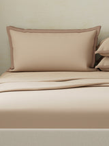 Cotton Charm 400 TC 100% Cotton Beige King Size Dyed Bedsheet with 4 Pillow Covers