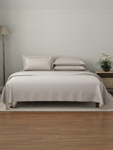 Kind Bedsheet Set, 100% Cotton 600 TC, Dyed Wild Mushroom (Dark Grey), Luxe Loom