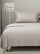 Kind Bedsheet Set, 100% Cotton 600 TC, Dyed Wild Mushroom (Dark Grey), Luxe Loom