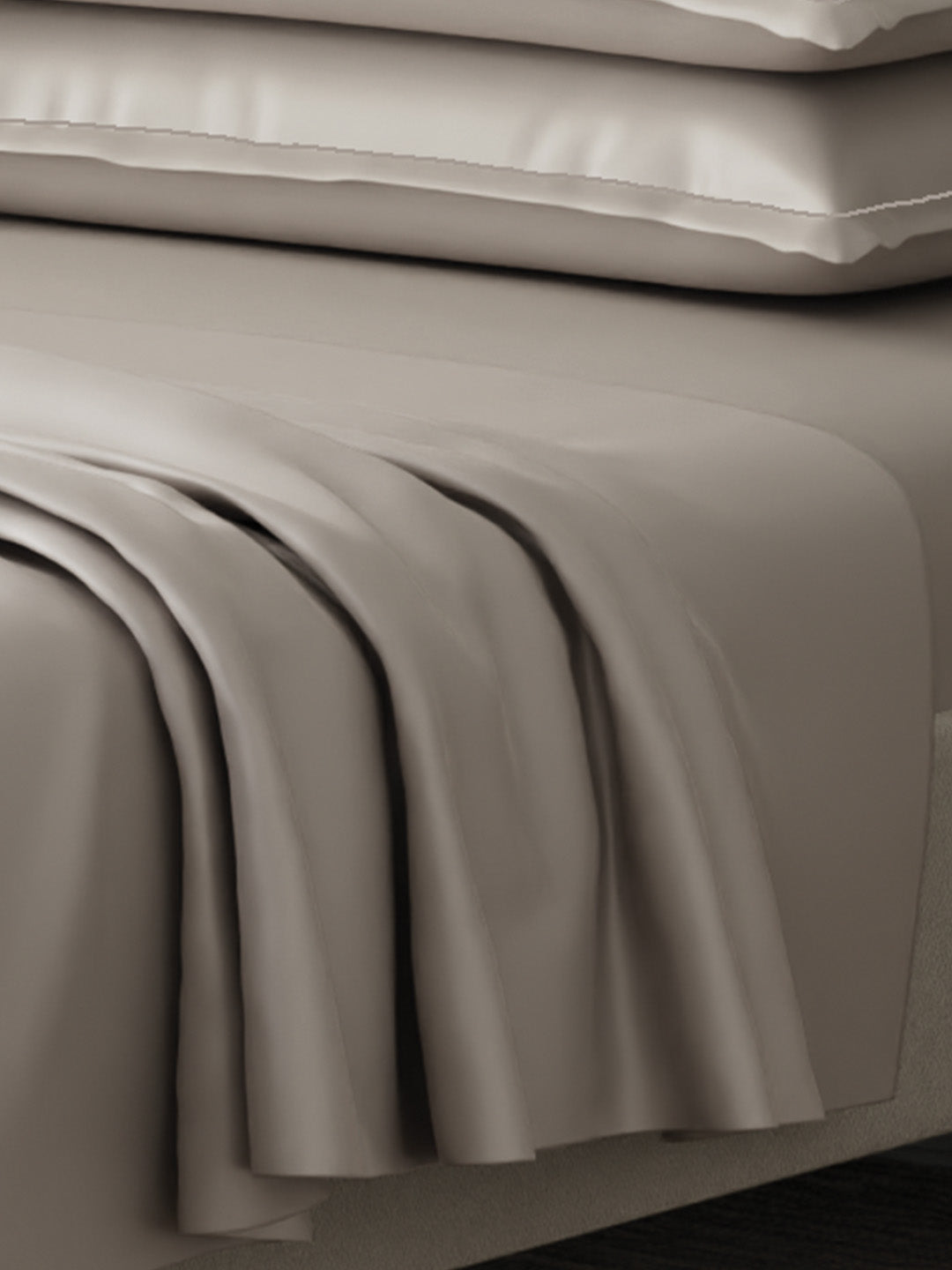 Kind Bedsheet Set, 100% Cotton 600 TC, Dyed Wild Mushroom (Dark Grey), Luxe Loom