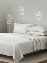 Kind Bedsheet Set, 100% Cotton 600 TC, Dyed Gypsum (Light Grey), Luxe Loom