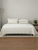 Kind Bedsheet Set, 100% Cotton 600 TC, Dyed Mother of Pearl (Off-White), Luxe Loom