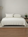 King Bedsheet Set, 100% Cotton 600 TC, Dyed Mother of Pearl (Off-White), Luxe Loom