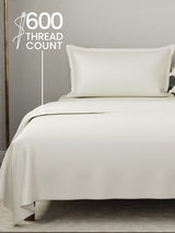 Kind Bedsheet Set, 100% Cotton 600 TC, Dyed Mother of Pearl (Off-White), Luxe Loom