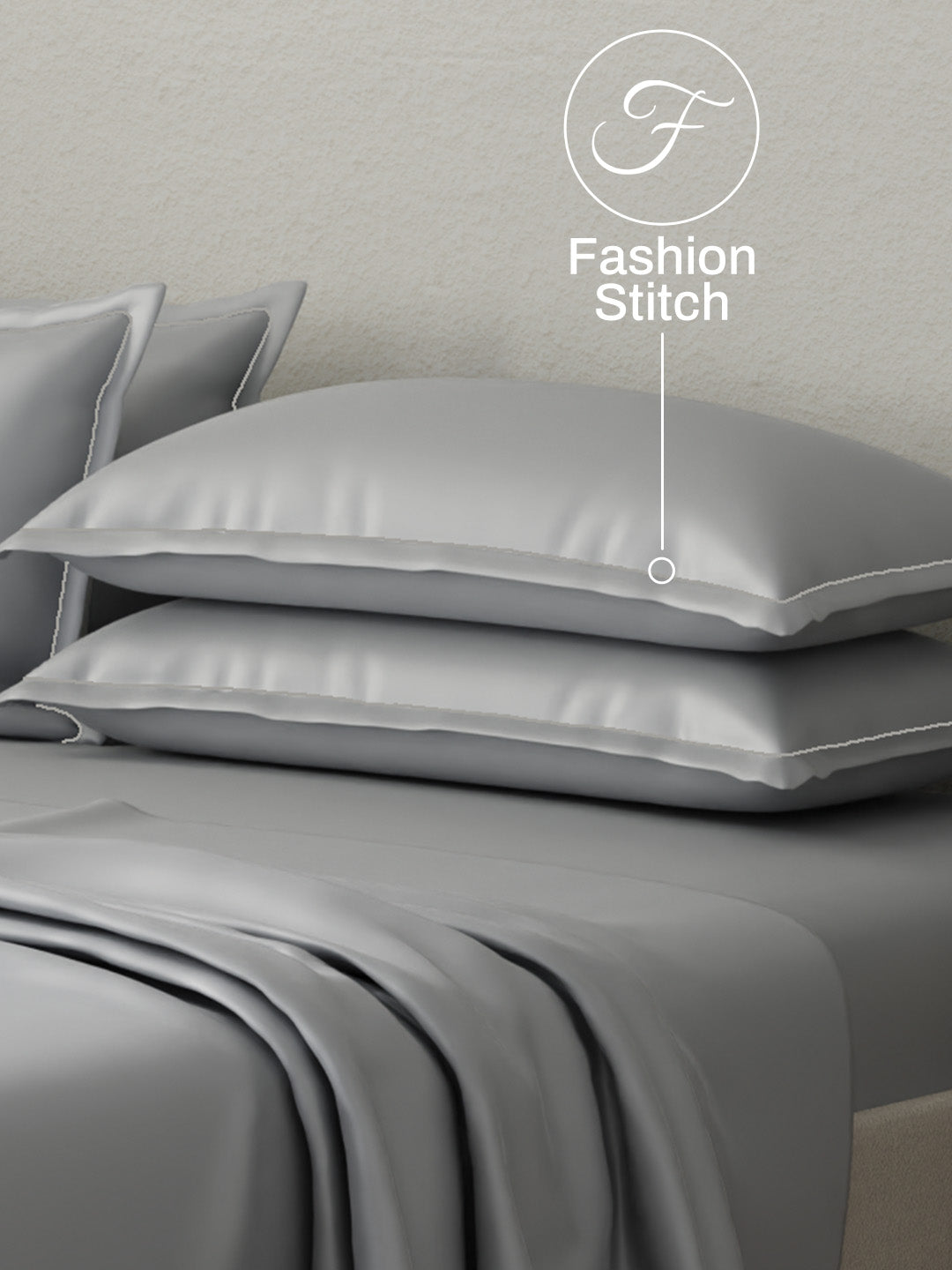 Kind Bedsheet Set, 100% Cotton 600 TC, Dyed Mouse Grey (Grey), Luxe Loom