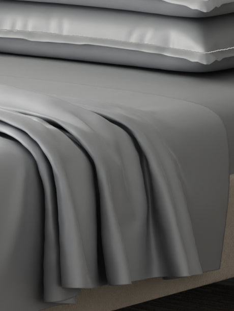 Kind Bedsheet Set, 100% Cotton 600 TC, Dyed Mouse Grey (Grey), Luxe Loom
