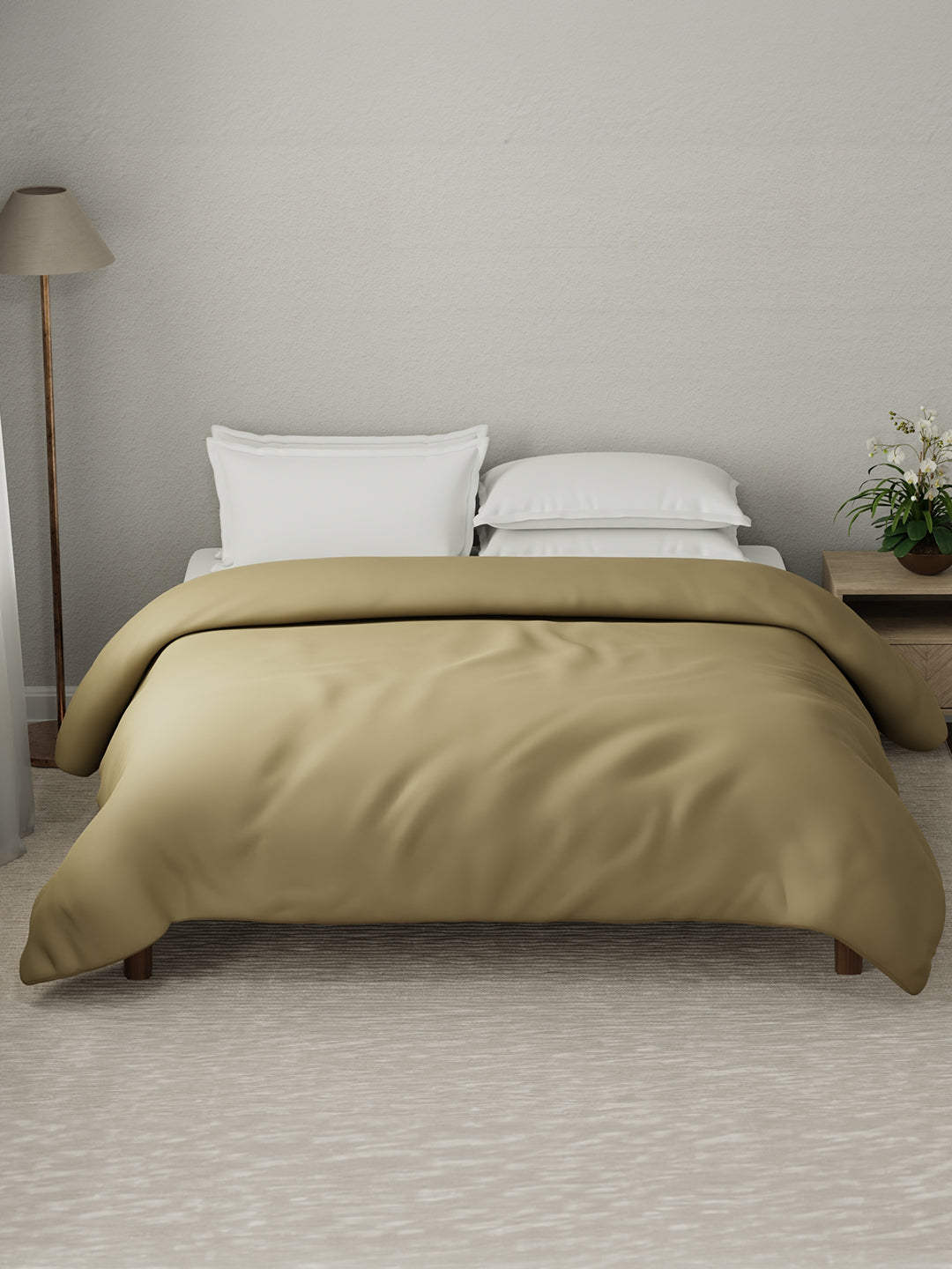 100% Cotton Double Comforter, 600 TC Solid Dyed Wild Mushroom (Dark Grey), For Mild Winter, All Season - Luxe Loom