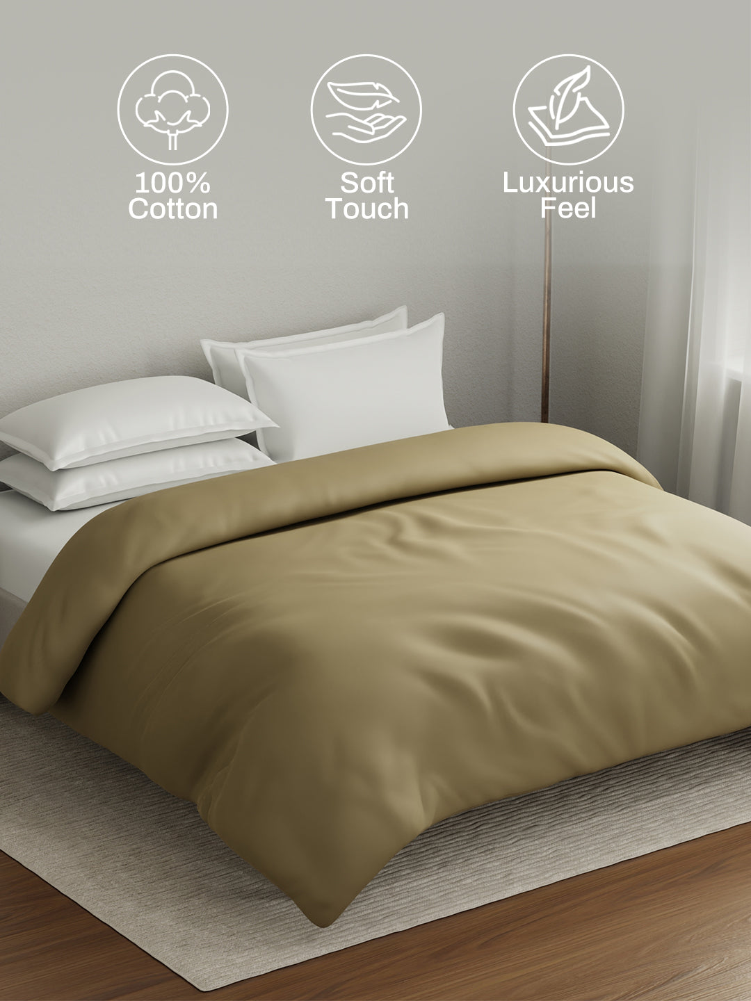 100% Cotton Double Comforter, 600 TC Solid Dyed Wild Mushroom (Dark Grey), For Mild Winter, All Season - Luxe Loom