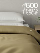 100% Cotton Double Comforter, 600 TC Solid Dyed Wild Mushroom (Dark Grey), For Mild Winter, All Season - Luxe Loom