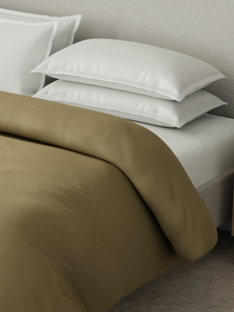 100% Cotton Double Comforter, 600 TC Solid Dyed Wild Mushroom (Dark Grey), For Mild Winter, All Season - Luxe Loom
