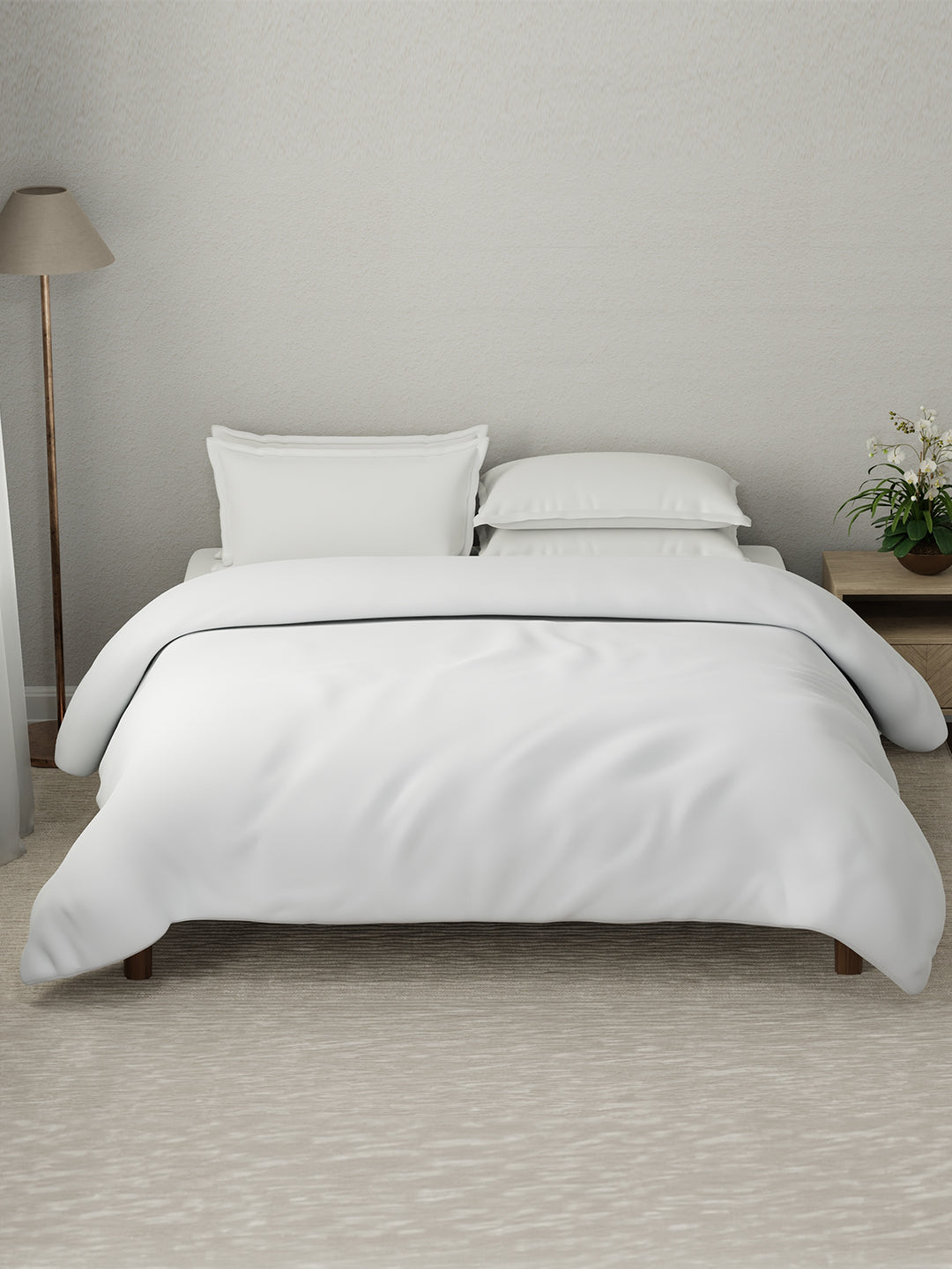 100% Cotton Double Comforter, 600 TC Solid Dyed Gypsum (Grey), For Mild Winter, All Season - Luxe Loom