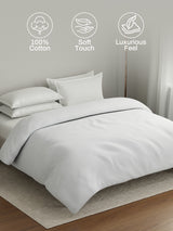 100% Cotton Double Comforter, 600 TC Solid Dyed Gypsum (Grey), For Mild Winter, All Season - Luxe Loom