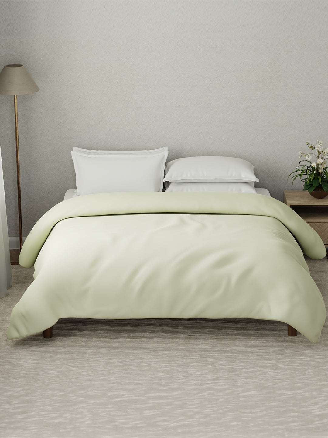 100% Cotton Double Comforter, 600 TC Solid Dyed Mother of Pearl (Off-White), For Mild Winter, All Season - Luxe Loom