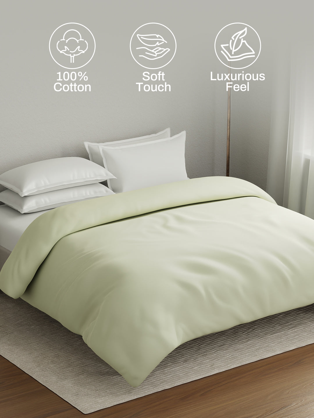 100% Cotton Double Comforter, 600 TC Solid Dyed Mother of Pearl (Off-White), For Mild Winter, All Season - Luxe Loom