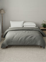 100% Cotton Double Comforter, 600 TC Solid Dyed Mouse Grey, For Mild Winter, All Season - Luxe Loom