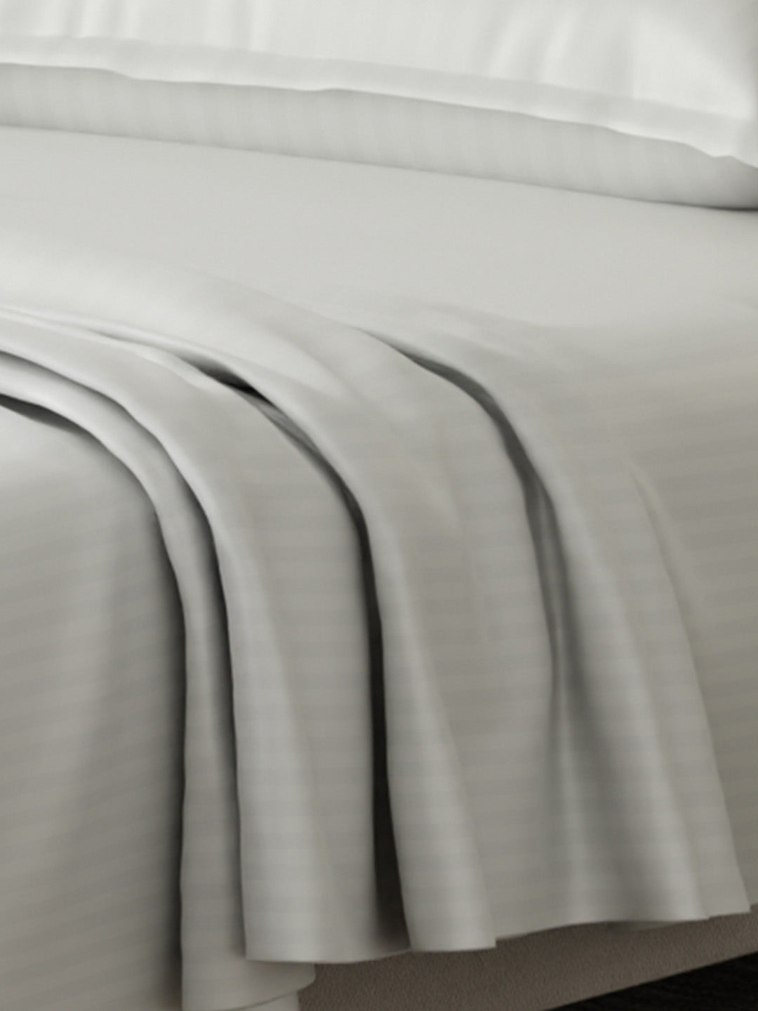 100% Cotton King Bedsheet Set, 210 TC White Stripes, Elegant Collection