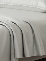 100% Cotton King Bedsheet Set, 210 TC White Stripes, Elegant Collection