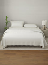 100% Cotton King Bedsheet Set, 210 TC Cream Stripes, Elegant Collection