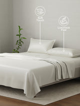 100% Cotton King Bedsheet Set, 210 TC Cream Stripes, Elegant Collection