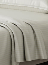 100% Cotton King Bedsheet Set, 210 TC Cream Stripes, Elegant Collection