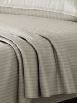 100% Cotton King Bedsheet Set, 210 TC Beige Stripes, Elegant Collection